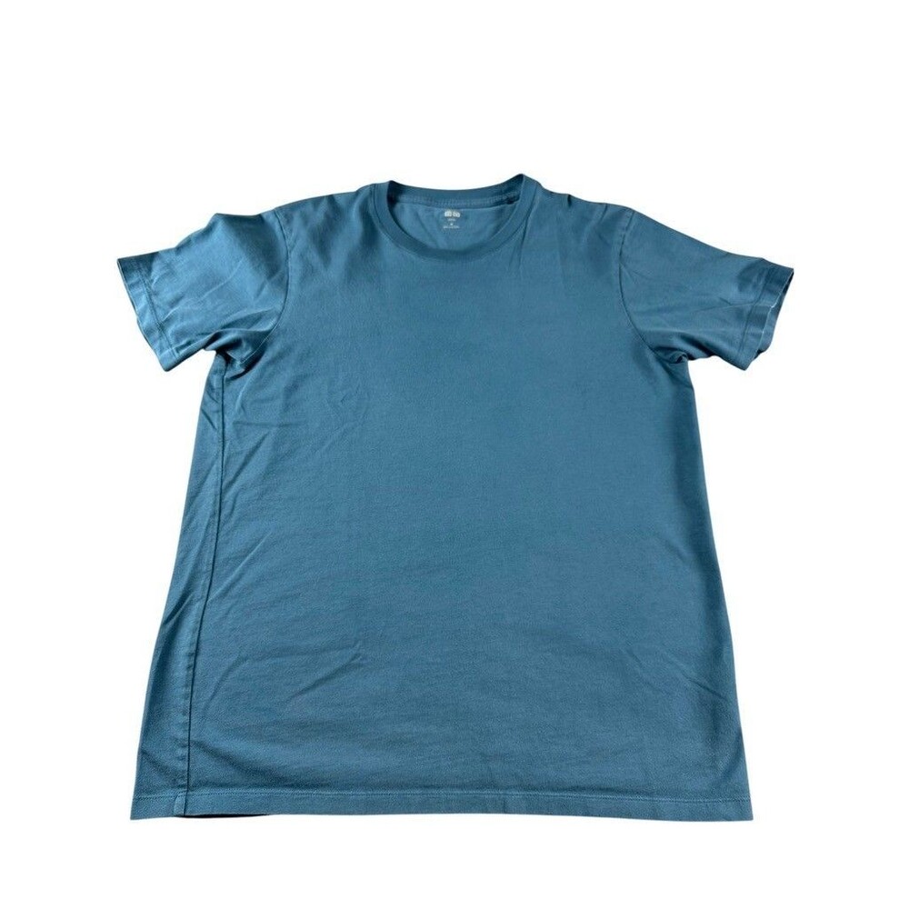 Uniqlo Supima Cotton Shirt Mens M Teal Slate Blue Crew Neck Short Sleeve T-Shirt